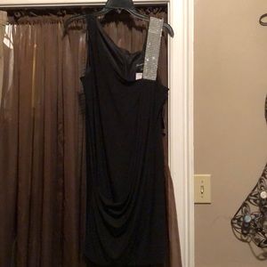 Black sleeveless dress w/sequins